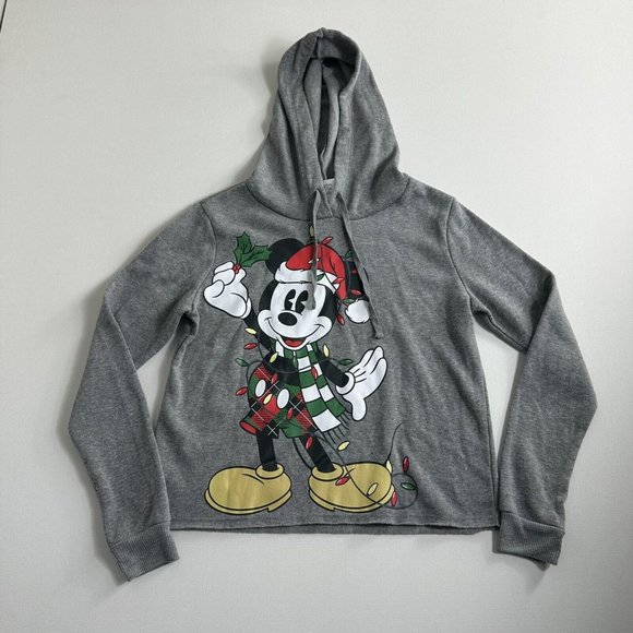 Disney Girl’s Sweatshirt Hoodie Micky Mouse Santa Christmas Long Sleeve Size‎ M - Picture 1 of 8